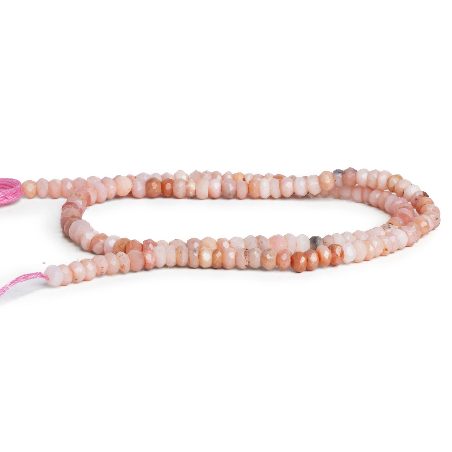 4mm Pink Peruvian Opal Faceted Rondelles 12 inch 130 beads - The Bead Traders