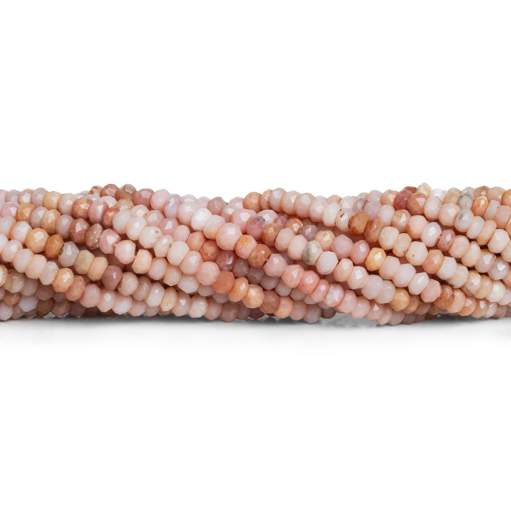 4mm Pink Peruvian Opal Faceted Rondelles 12 inch 130 beads - The Bead Traders