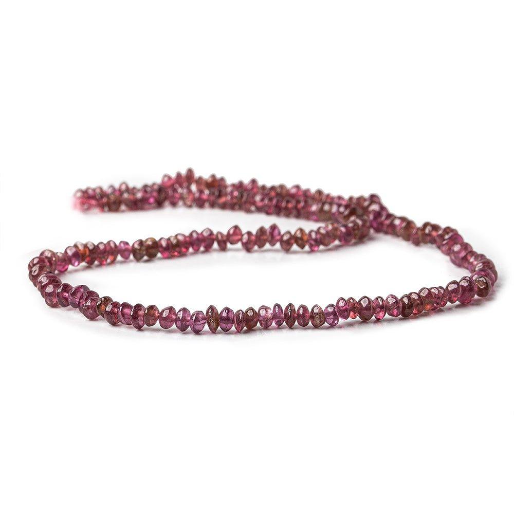4mm Pink Tourmaline irregular plain rondelle Beads 14 inch 114 pieces - The Bead Traders