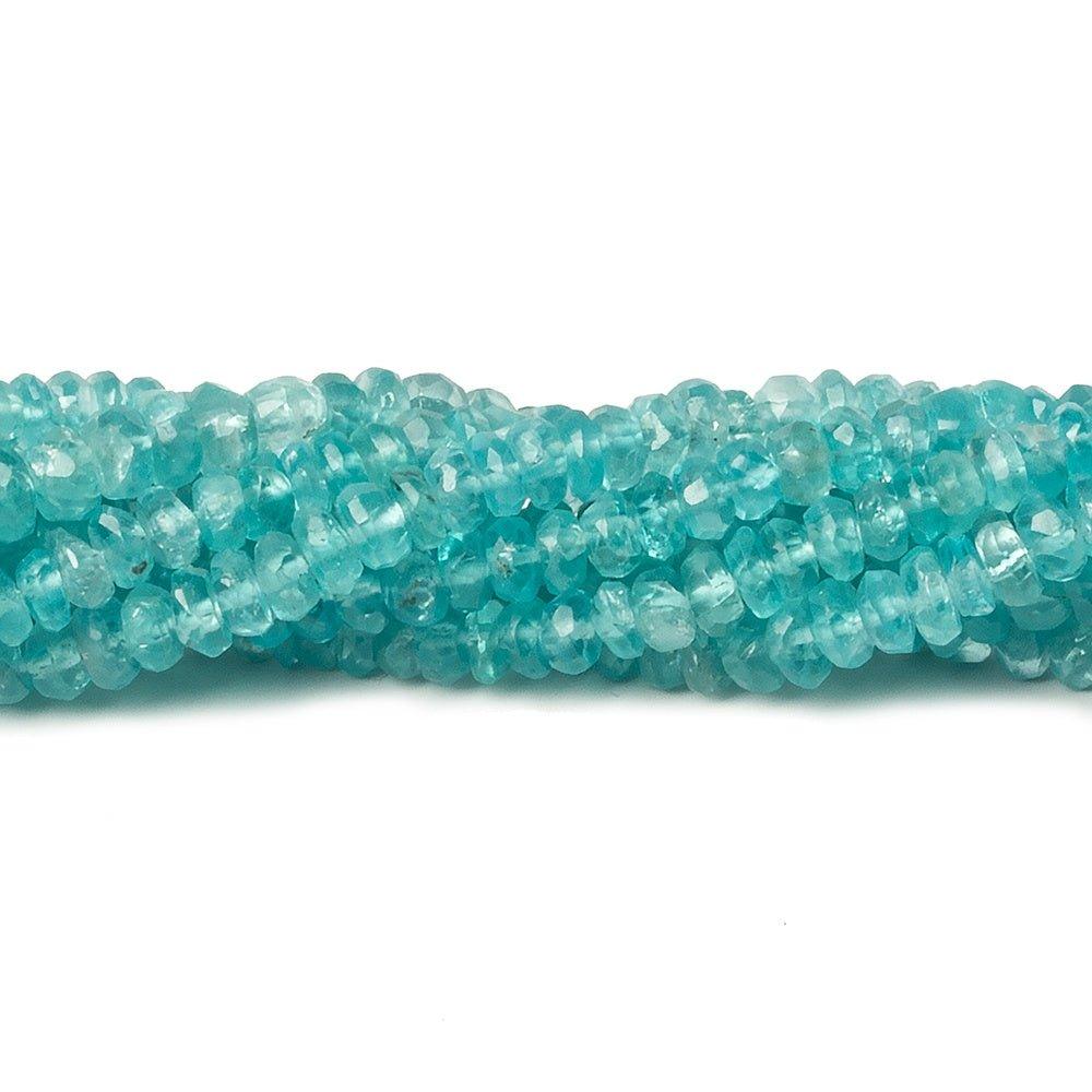 4mm Poolwater Blue Apatite faceted rondelle beads 13 inch 152 pieces - The Bead Traders
