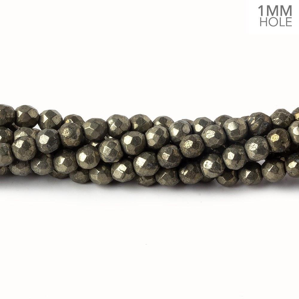 4mm Pyrite faceted round beads 15.5 inch 100 pieces - The Bead Traders