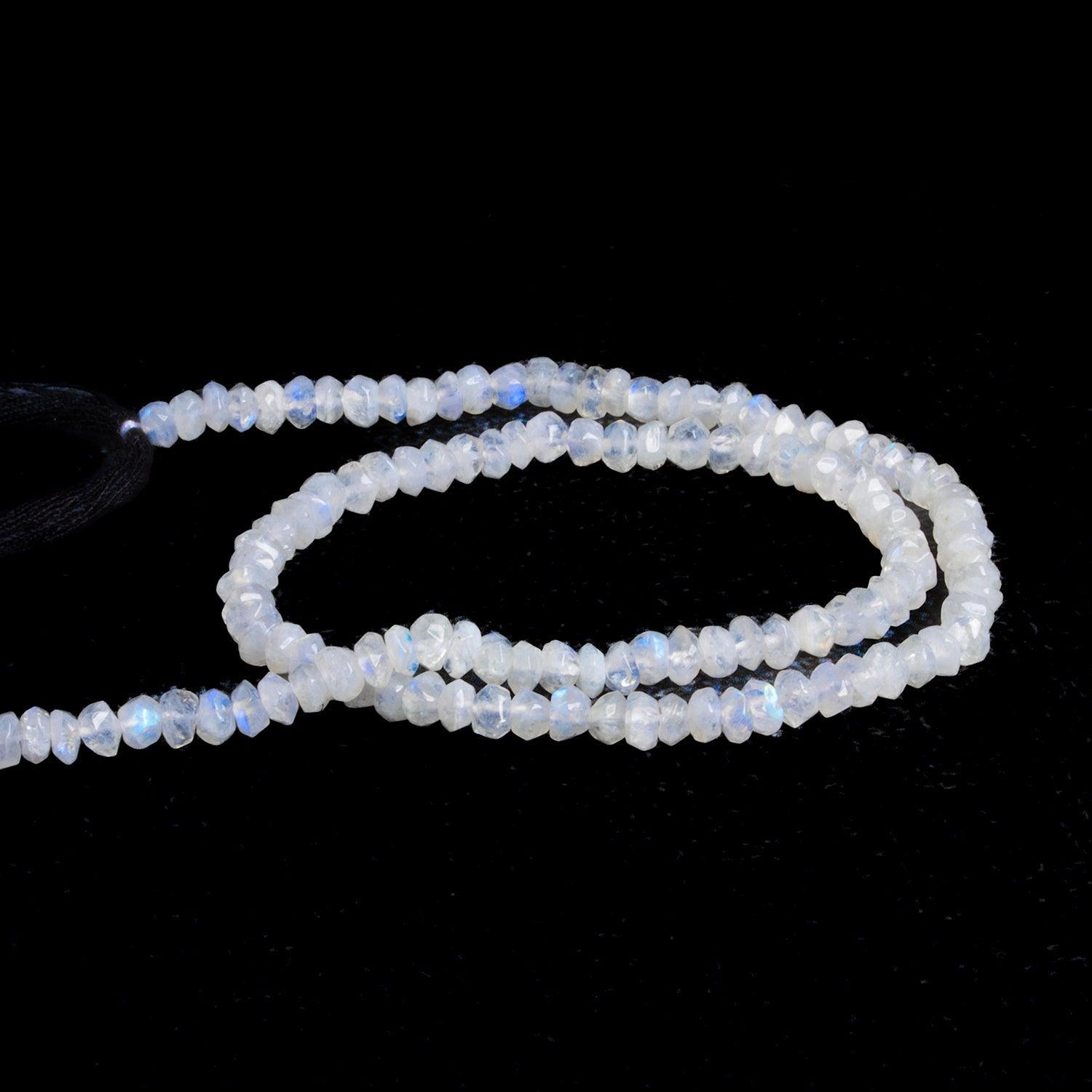 4mm Rainbow Moonstone Faceted Rondelles 12 inch 120 beads - The Bead Traders
