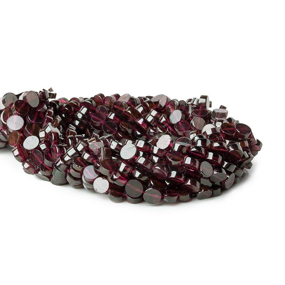 4mm Rhodolite Garnet Faceted Flat 4mm Coin Beads, 14 inch - The Bead Traders