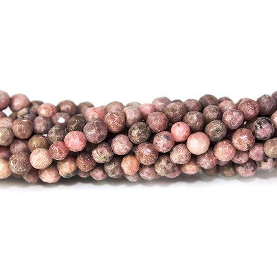 4mm Rhodonite faceted round beads 14 inch 96 pieces - The Bead Traders