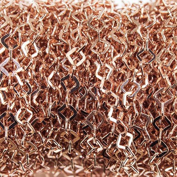 4mm Rose Gold plated Flat Square Link Chain sold by the foot - The Bead Traders