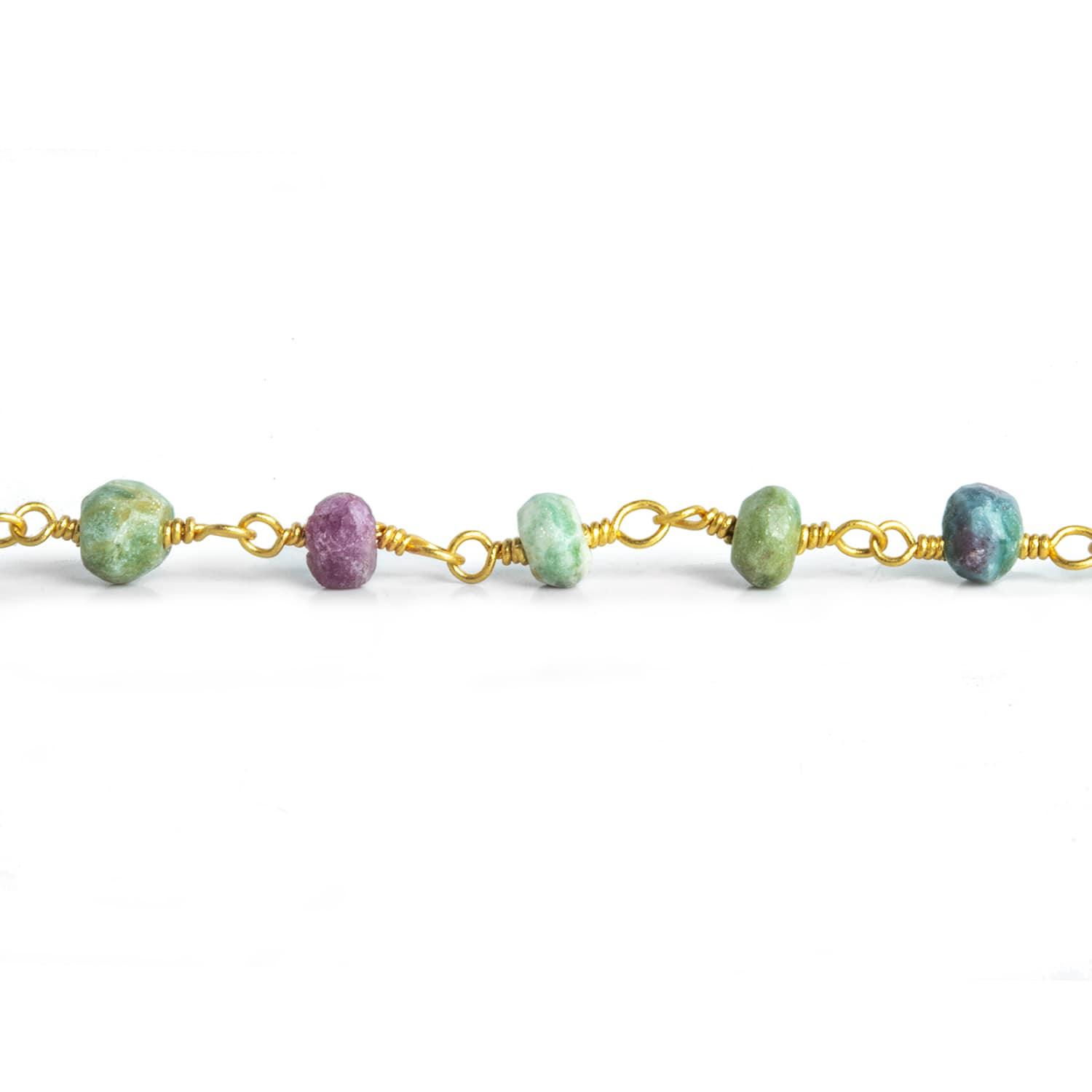 4mm Ruby in Fuschite Rondelle Gold Chain 34 pieces - The Bead Traders
