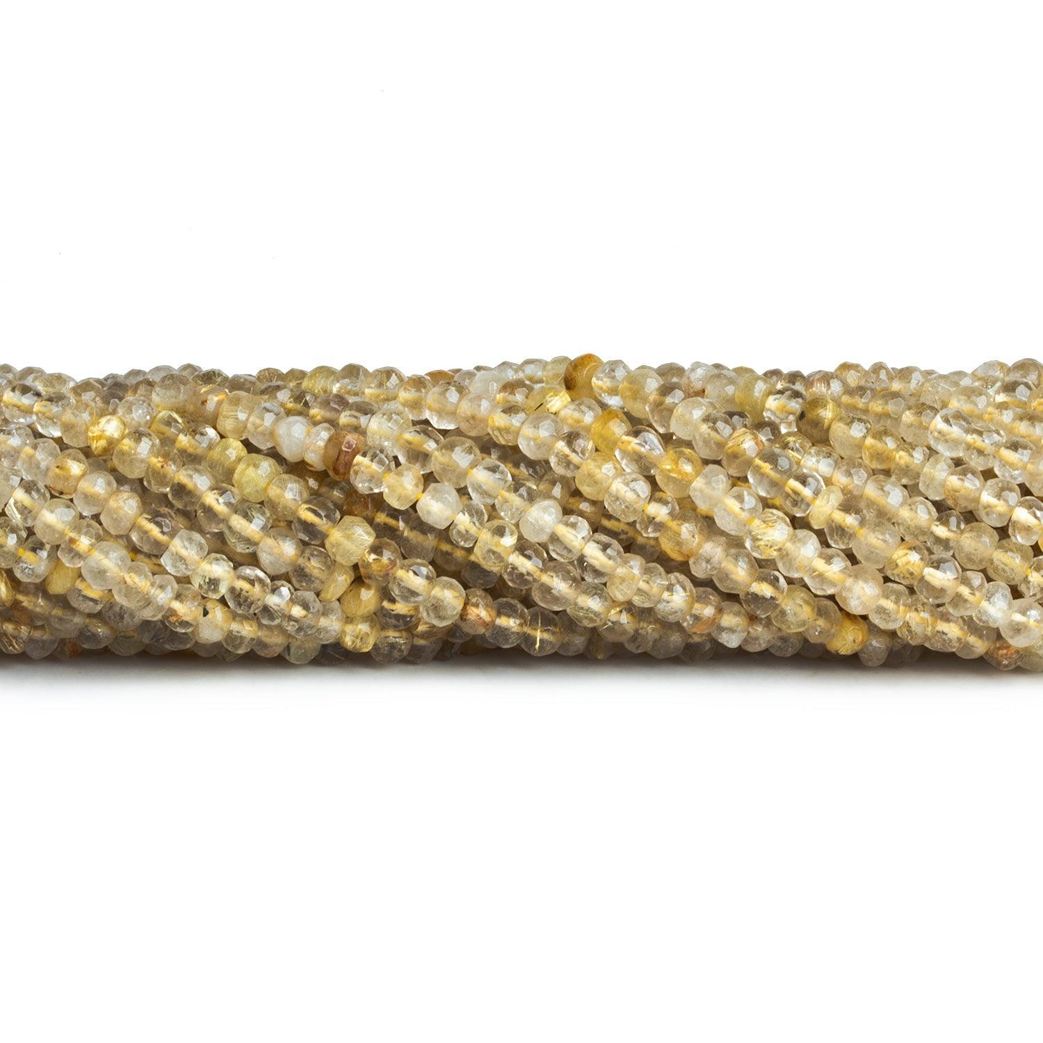 4mm Rutilated Quartz Handcut Rondelles 12 inch 105 beads - The Bead Traders