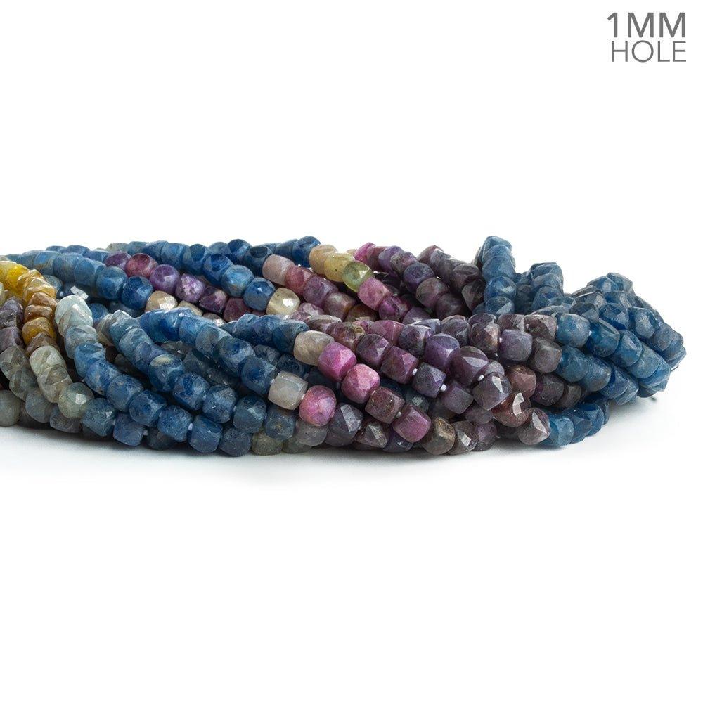 4mm Sapphire Faceted Cube Beads 12 inch 85 pieces - The Bead Traders
