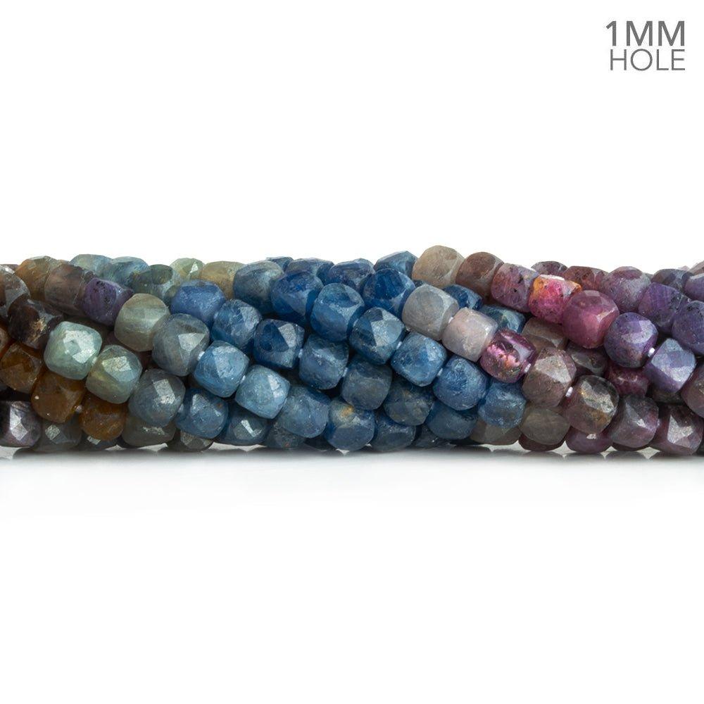 4mm Sapphire Faceted Cube Beads 12 inch 85 pieces - The Bead Traders
