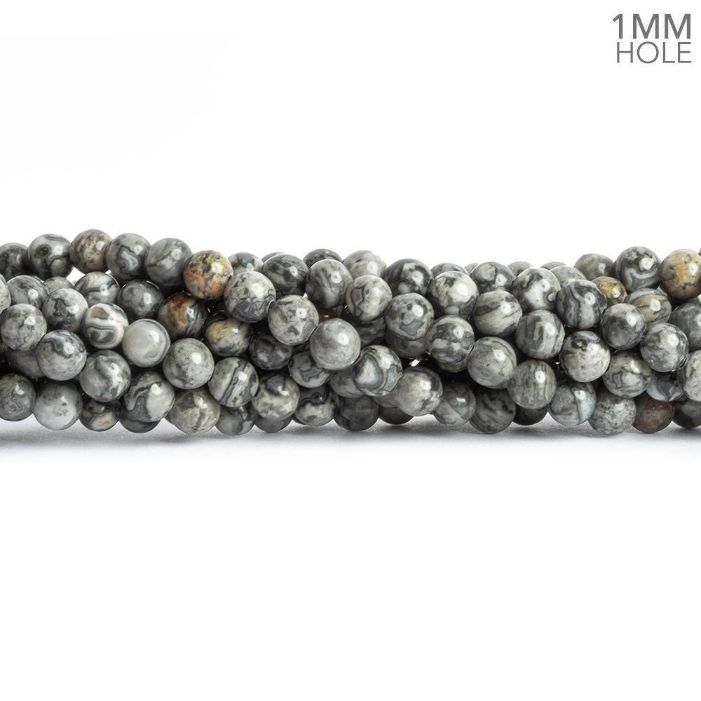 4mm Silver Leaf Jasper Plain Round Beads 15 inch 94 pieces - The Bead Traders