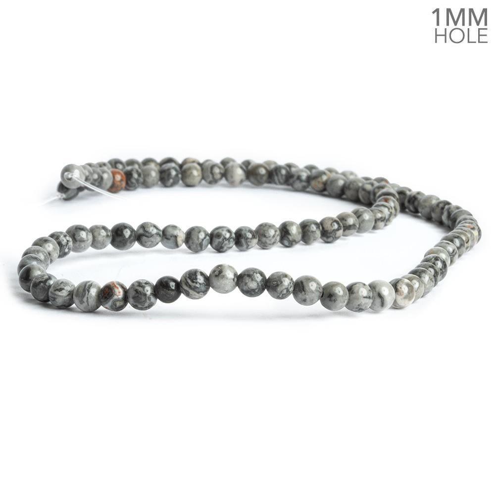 4mm Silver Leaf Jasper Plain Round Beads 15 inch 94 pieces - The Bead Traders