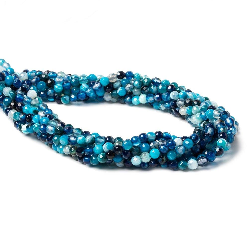 4mm Tangled Up In Blue Agate faceted rounds 95 beads 15 inch - The Bead Traders