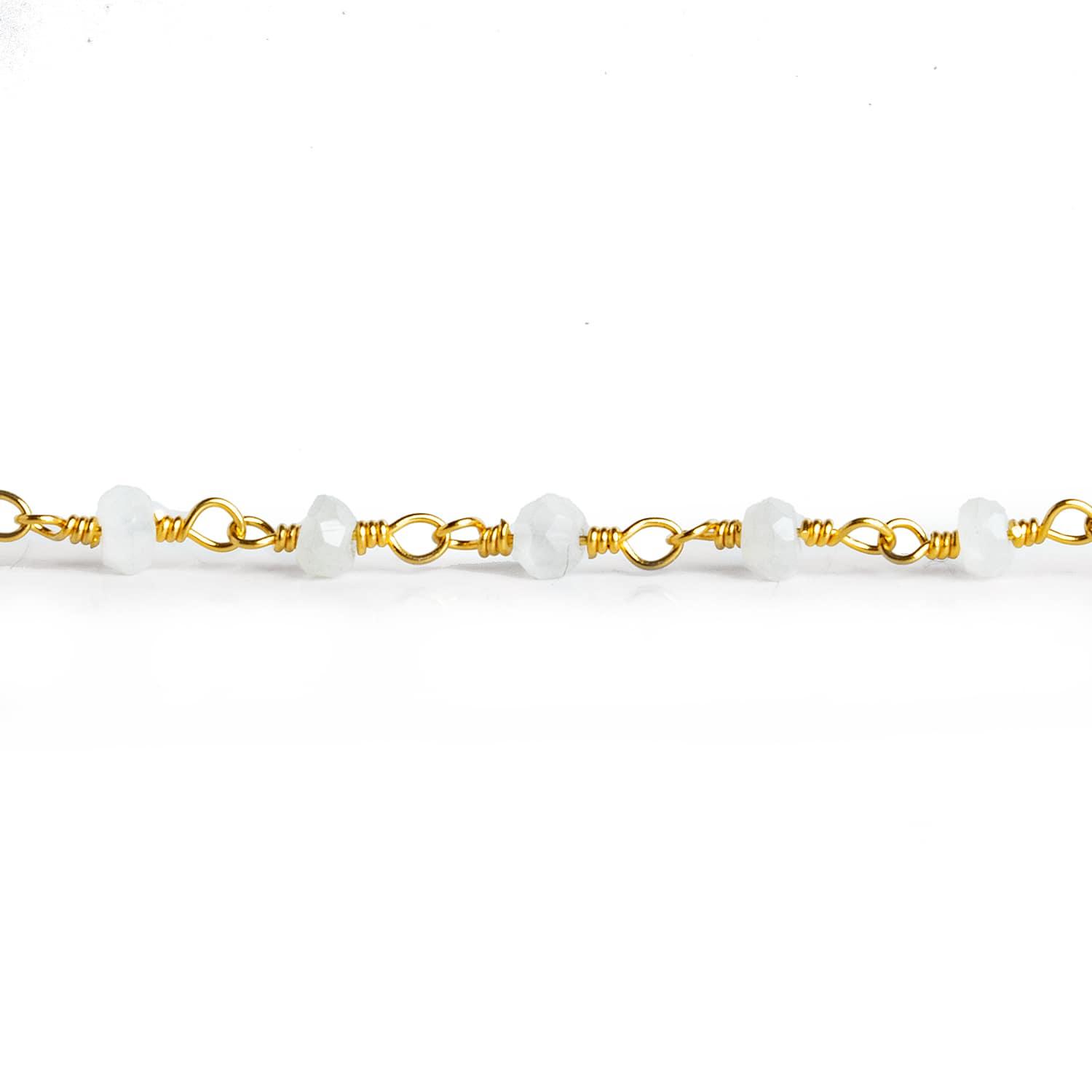 4mm White Moonstone Rondelle Gold Chain 39 pieces - The Bead Traders