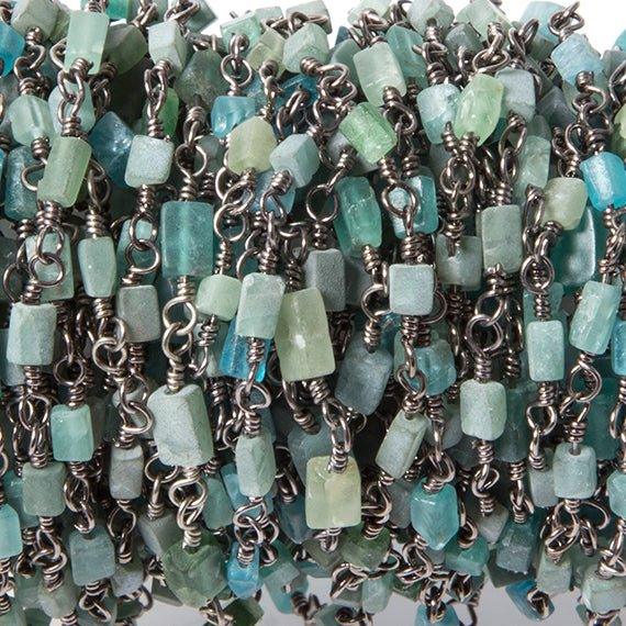 4x2mm MultiColor Apatite plain rectangle Black Gold Chain by the foot - The Bead Traders