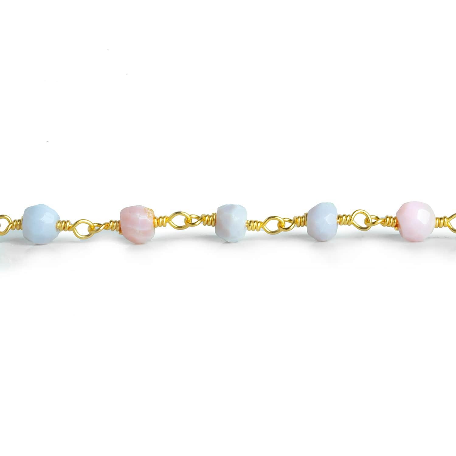 4x3mm Pink & Purple Opal Rondelle Gold Chain 28 pieces - The Bead Traders