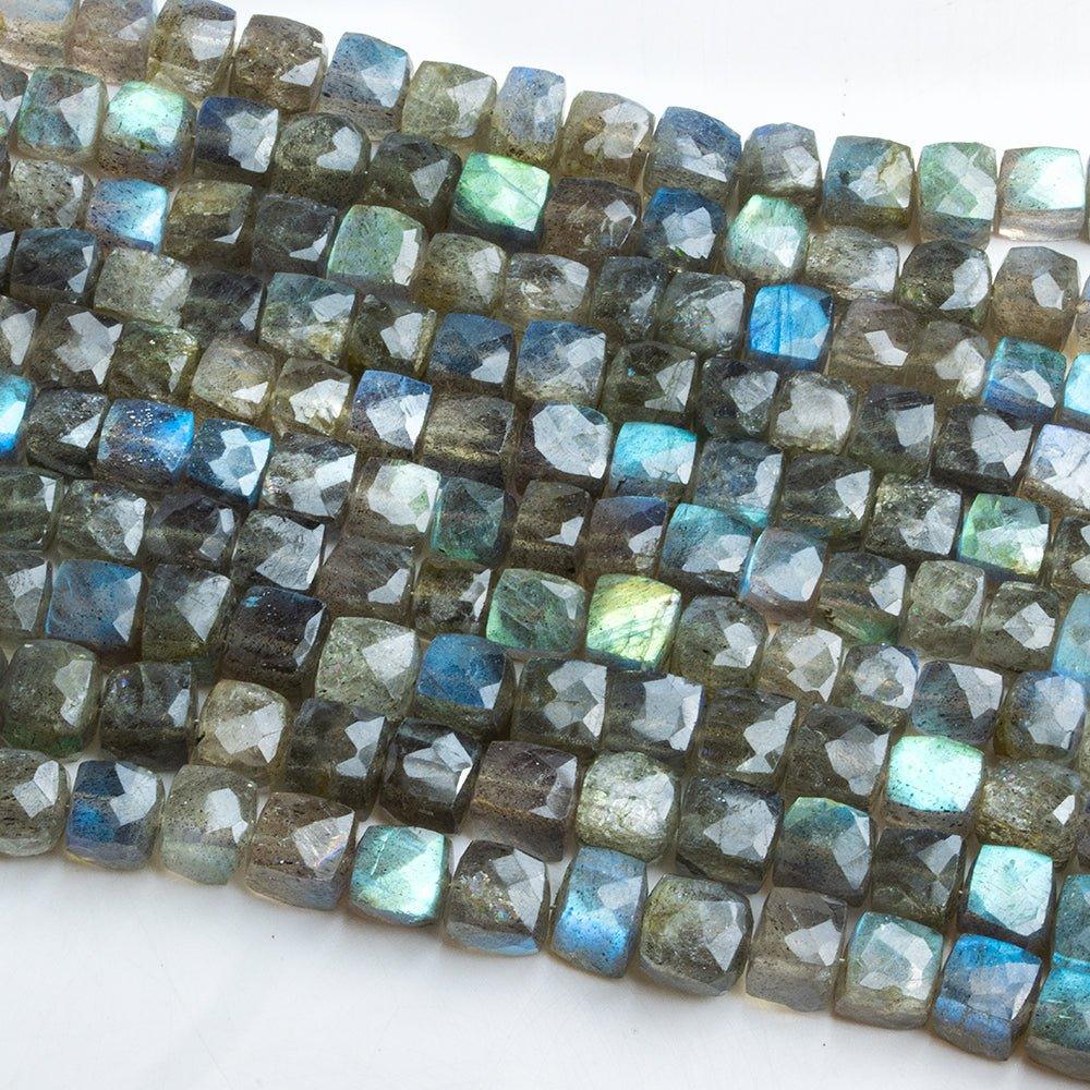 4x4-6x6mm Labradorite Faceted Cube Bead 8 inch 34 pieces - The Bead Traders