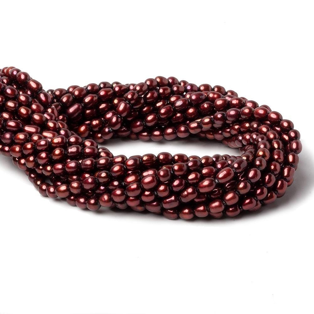 4x6mm Burgundy Straight Drilled Oval Pearls 15 inch - The Bead Traders