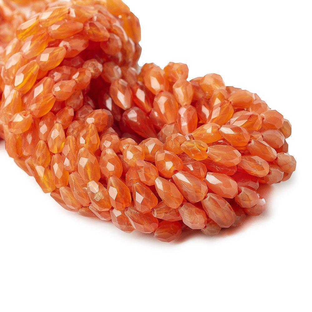 5-10mm Carnelian Faceted Teardrop Beads 14 inch 43 beads - The Bead Traders