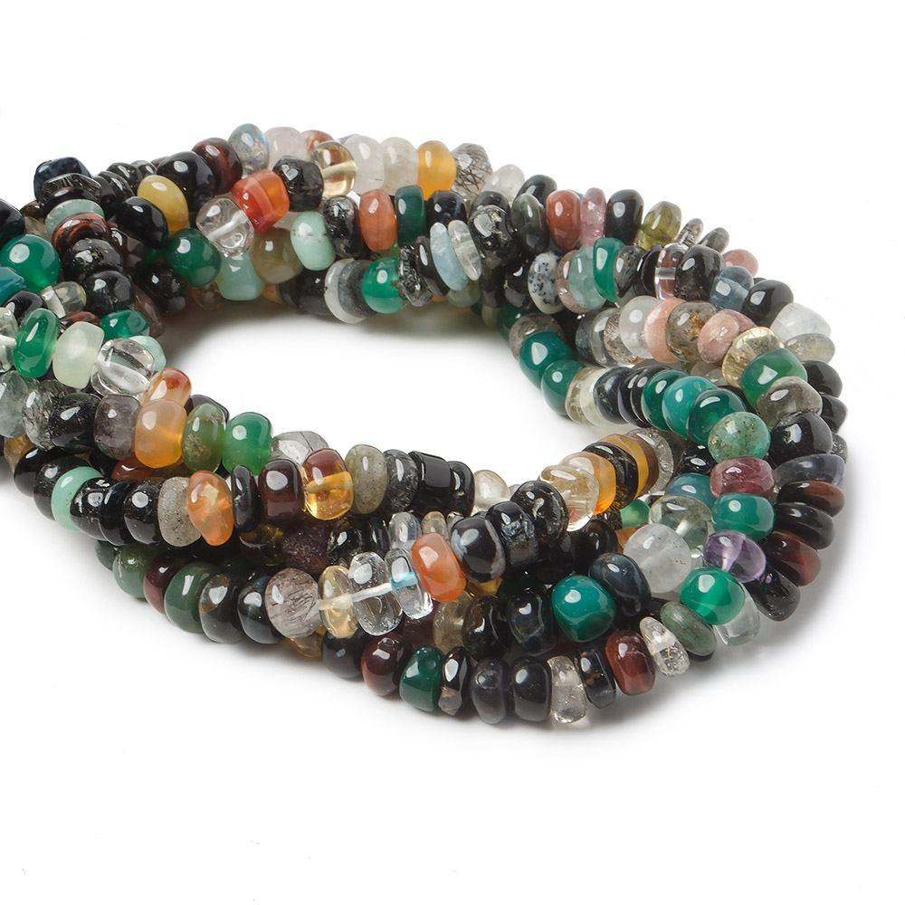 5-6.5 Multi Gemstone Plain Rondelle Beads 97 pieces - The Bead Traders