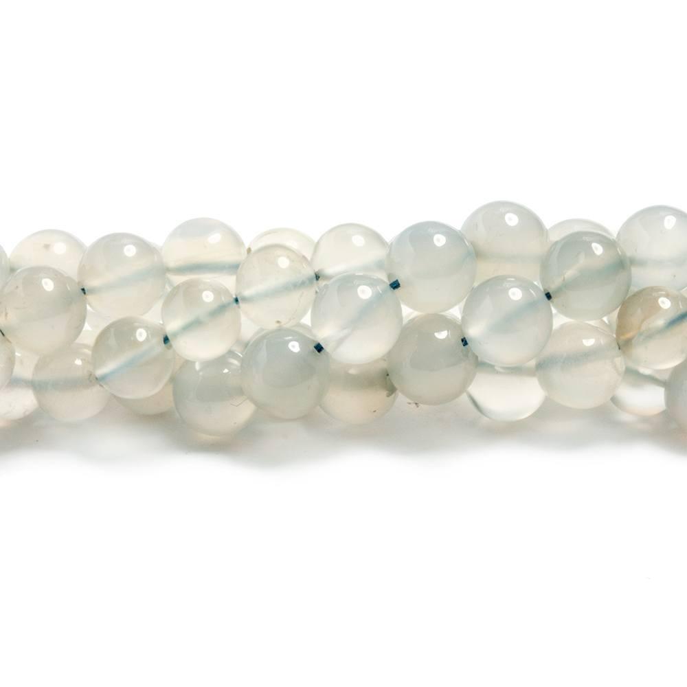 5-6mm Blue Chalcedony plain round beads 16 inches 66 pieces - The Bead Traders
