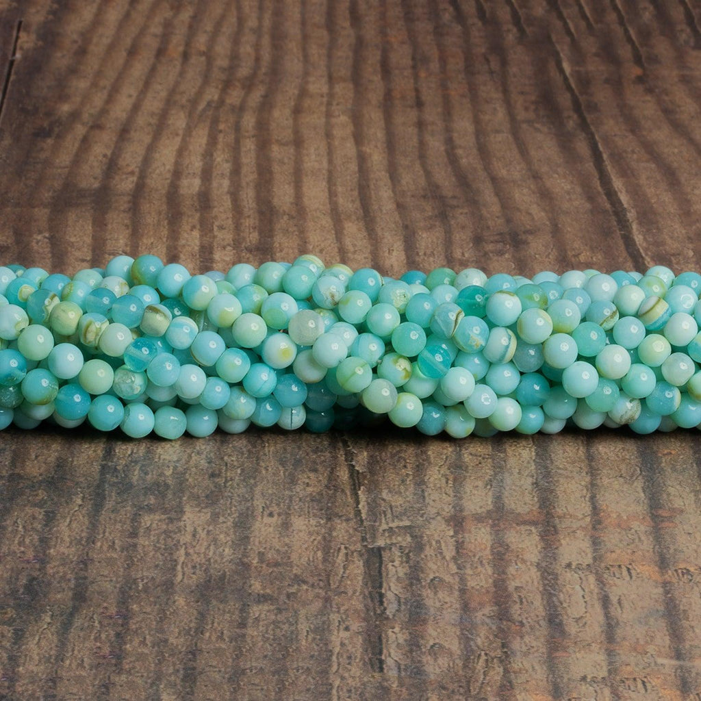 5-6mm Blue Opal Plain Rounds 12 inch 55 beads - The Bead Traders