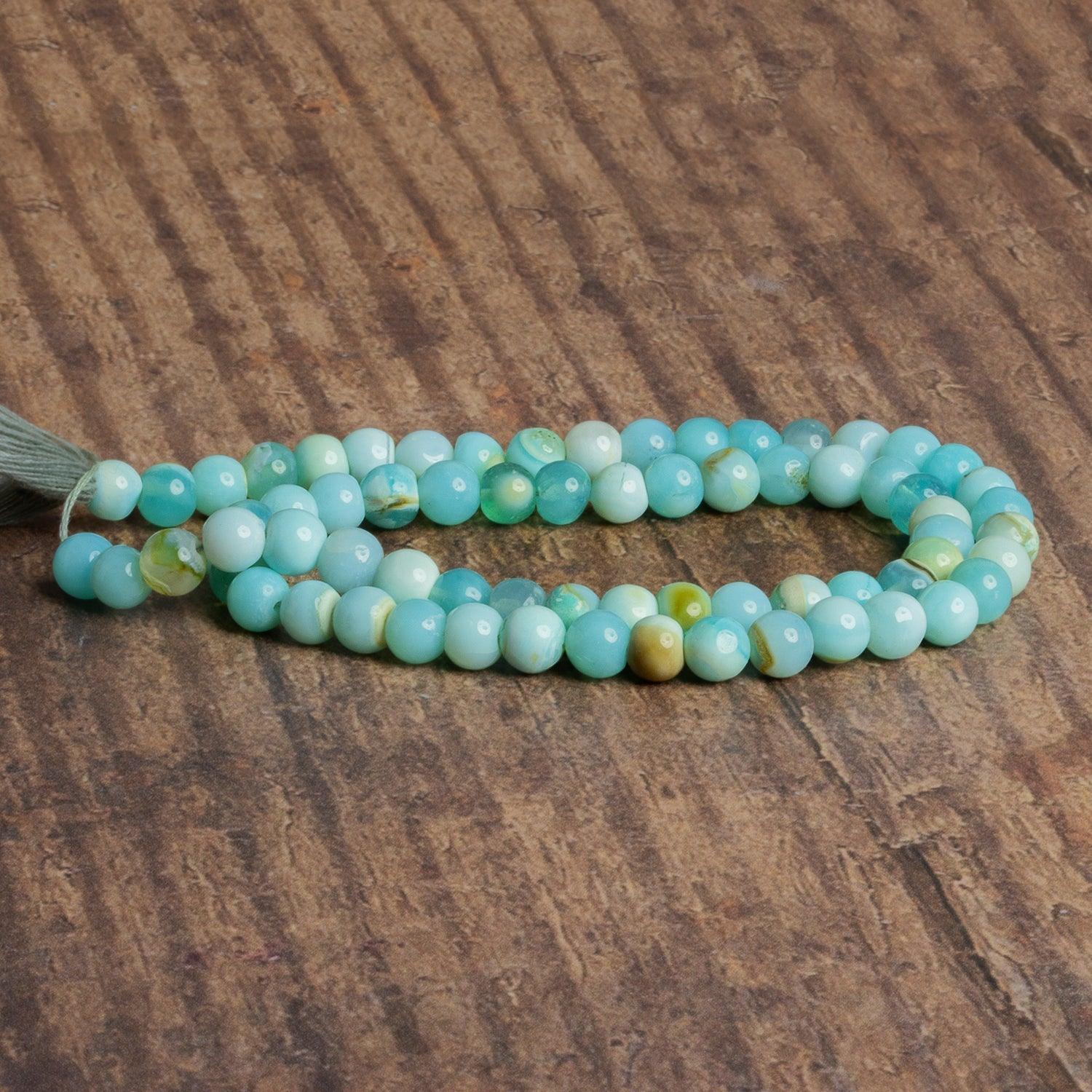 5-6mm Blue Opal Plain Rounds 12 inch 55 beads - The Bead Traders