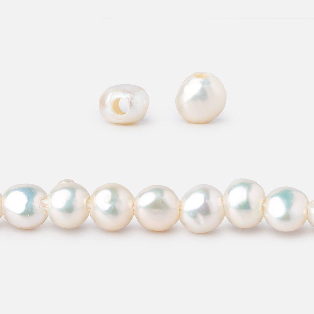 5-6mm Cream Baroque Large Hole Pearls 15 inch 64 pieces - The Bead Traders