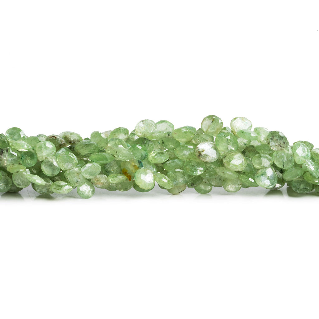5-6mm Green Kyanite Faceted Hearts 7.5 inch 55 beads - The Bead Traders
