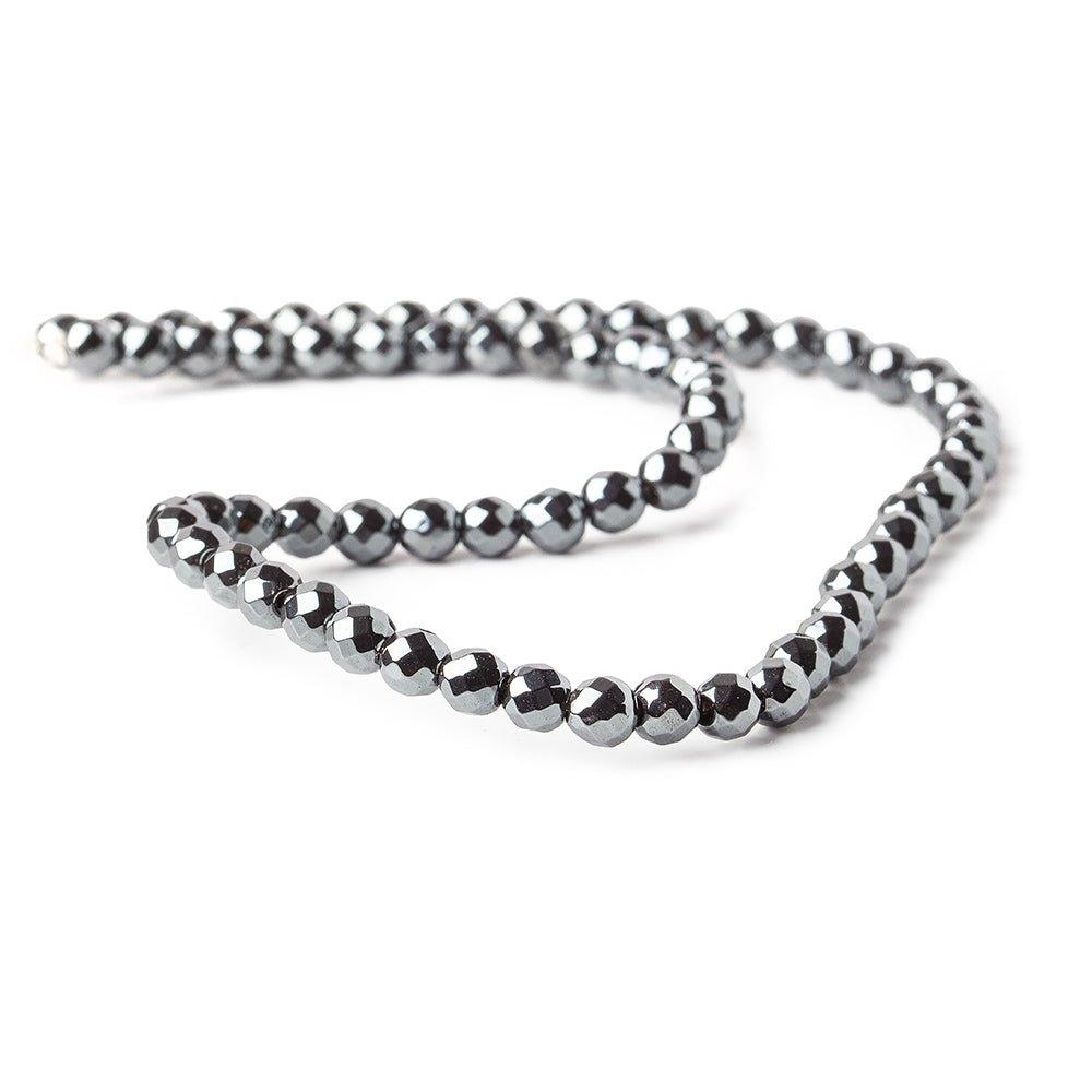 5-6mm Hematite Faceted Round Beads 15 inch 70 pieces - The Bead Traders