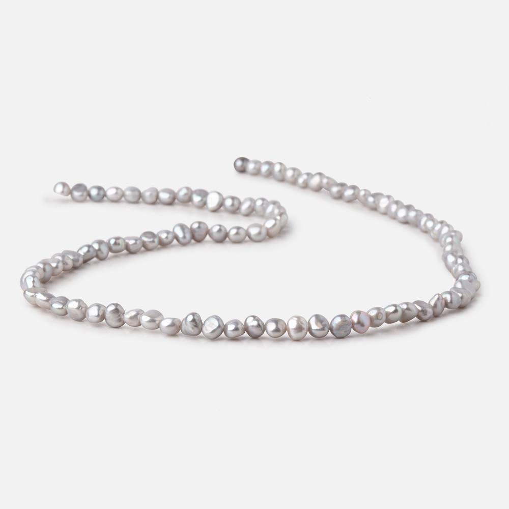 5-6mm Silver Side Drill Baroque Freshwater Pearls 16 inch 82 Beads - The Bead Traders