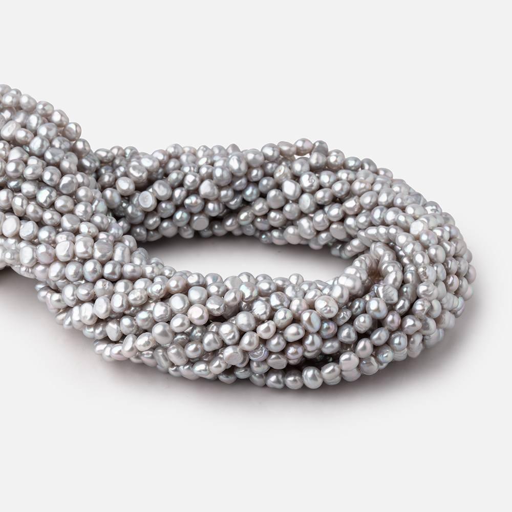 5-6mm Silver Side Drill Baroque Freshwater Pearls 16 inch 82 Beads - The Bead Traders