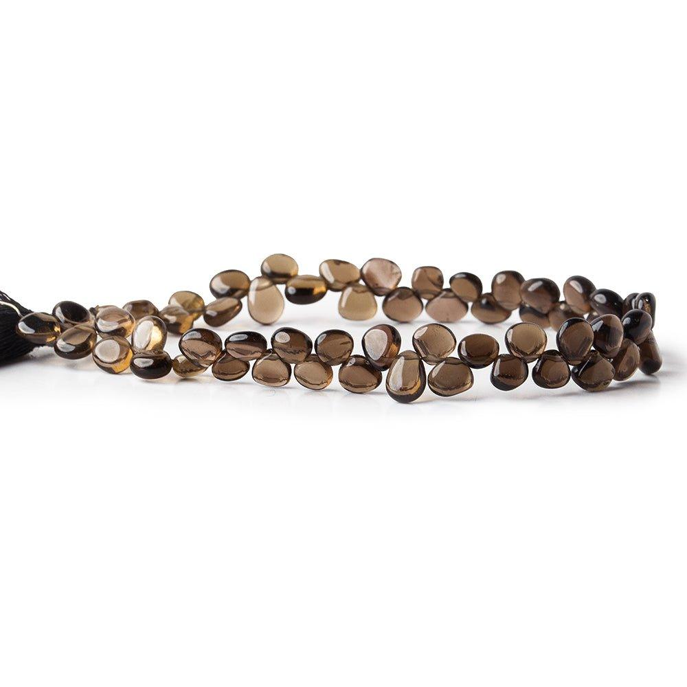 5-6mm Smoky Quartz plain heart Beads 7.5 inch 46 pieces - The Bead Traders