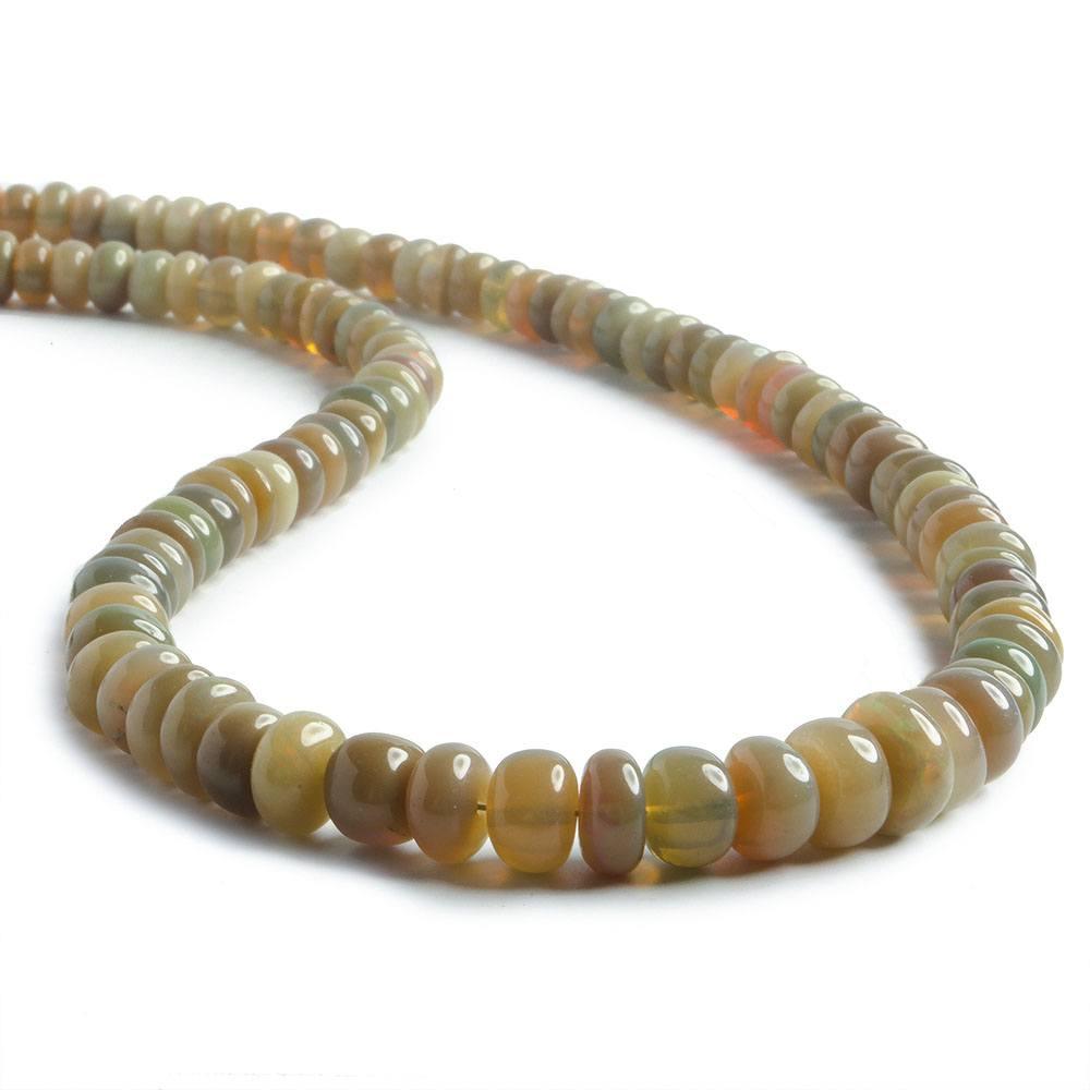 5-7mm Olive Green Ethiopian Opal plain rondelles 16 inch 120 beads - The Bead Traders
