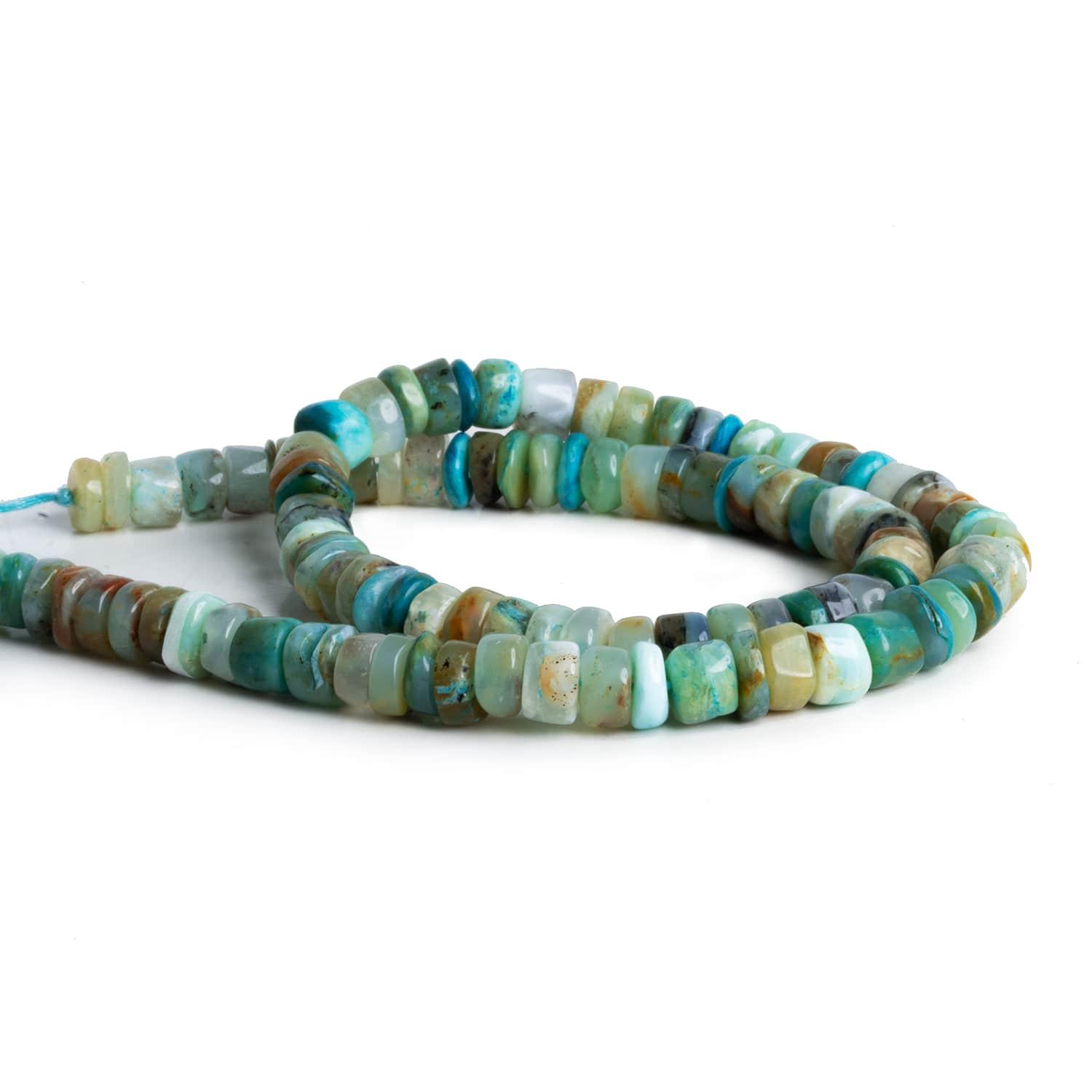 5-8mm Blue Peruvian Opal Plain Rondelles 12 inch 90 beads - The Bead Traders