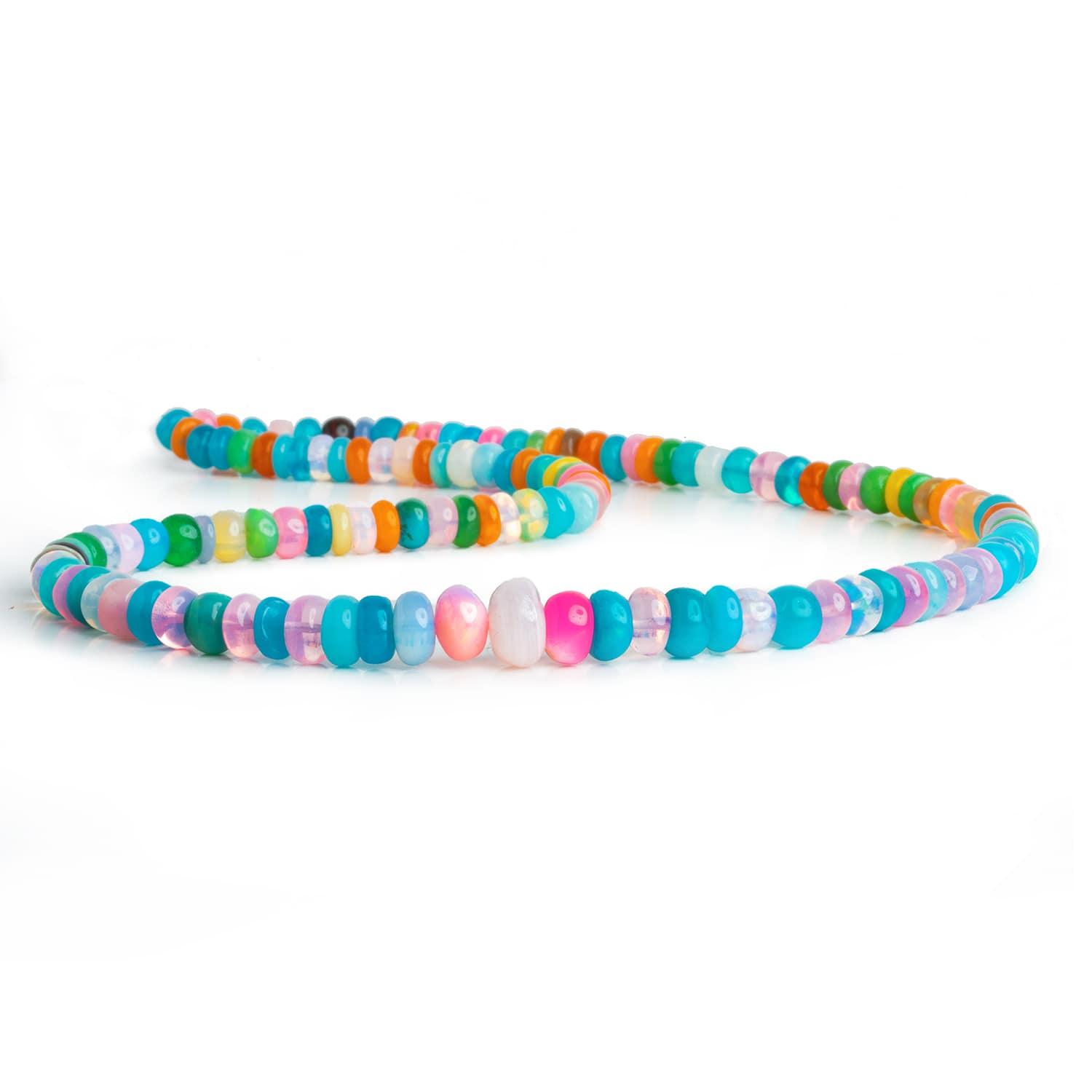 5-9mm Multi Color Ethiopian Opal Plain Rondelles 16 inch 120 beads - The Bead Traders