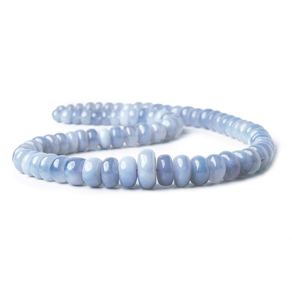 5.5-11mm Natural Blue Chalcedony plain rondelles 14 inch 70 beads - The Bead Traders
