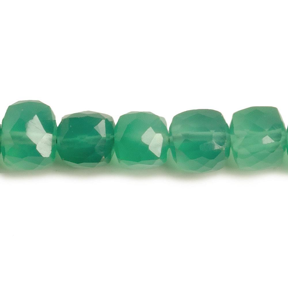 5.5-6.5mm Green Quartz Faceted Cube Beads 8 inch 32 pieces - The Bead Traders