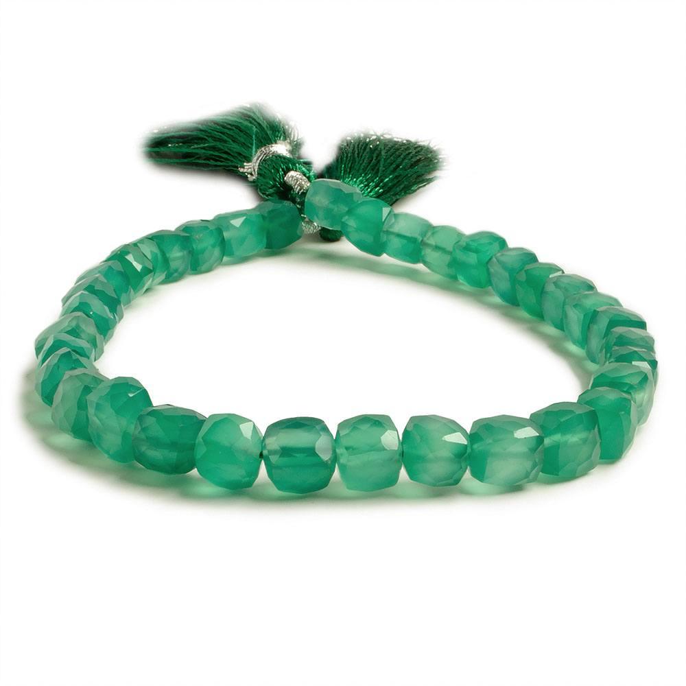 5.5-6.5mm Green Quartz Faceted Cube Beads 8 inch 32 pieces - The Bead Traders