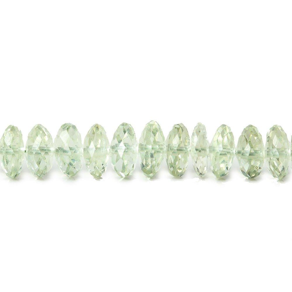 5.5-7mm Prasiolite (Green Amethyst) Modified German Faceted Rondelles 16 inch 129 beads A - The Bead Traders