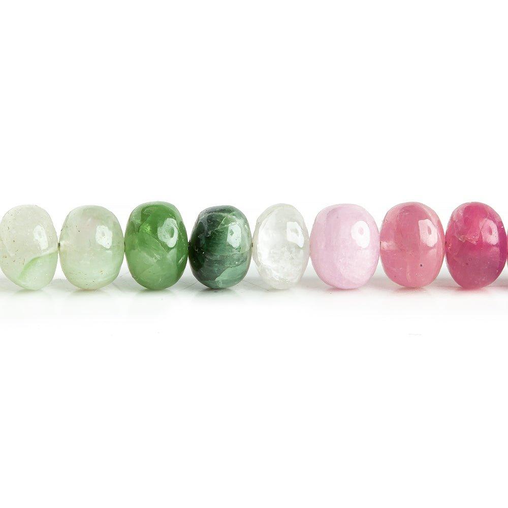5.5m-7mm Multi Color Tourmaline Plain Rondelle Beads 18 inch 105 pieces - The Bead Traders