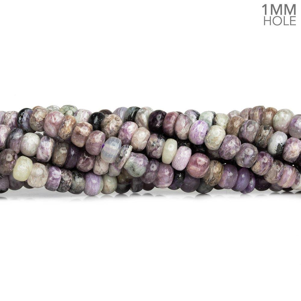 5.5mm Charoite Plain Rondelle Beads 16 inch 120 pieces - The Bead Traders