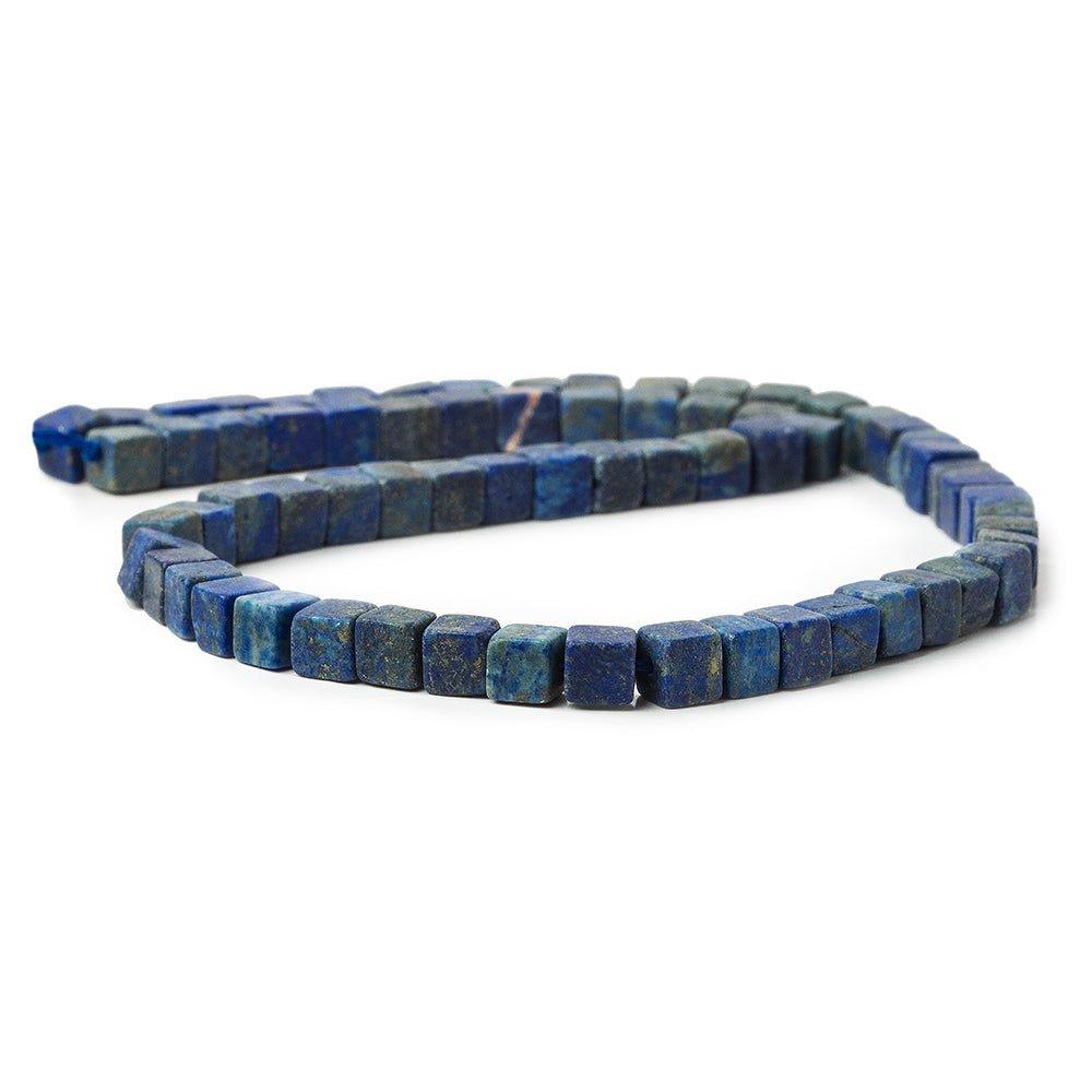 5.5x5.5-6x6mm Matte Lapis Lazuli plain cubes 15.5 inch 93 beads - The Bead Traders