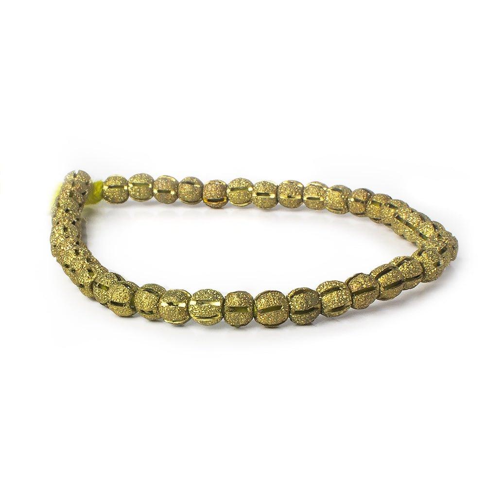 5.5x6mm Brass Textured Round Beads, 8 inch - The Bead Traders
