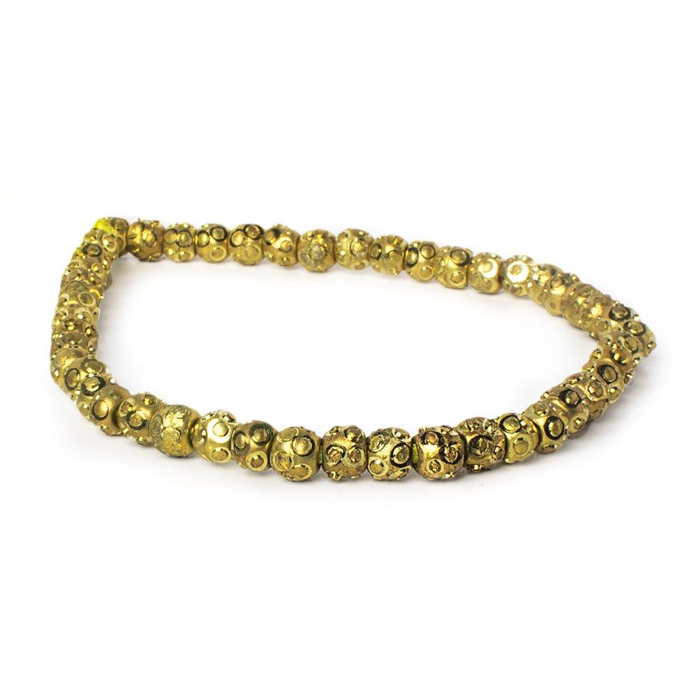 5mm Brass Bead Round Brushed Diamond Cut Circle Beads, 8 inch - The Bead Traders
