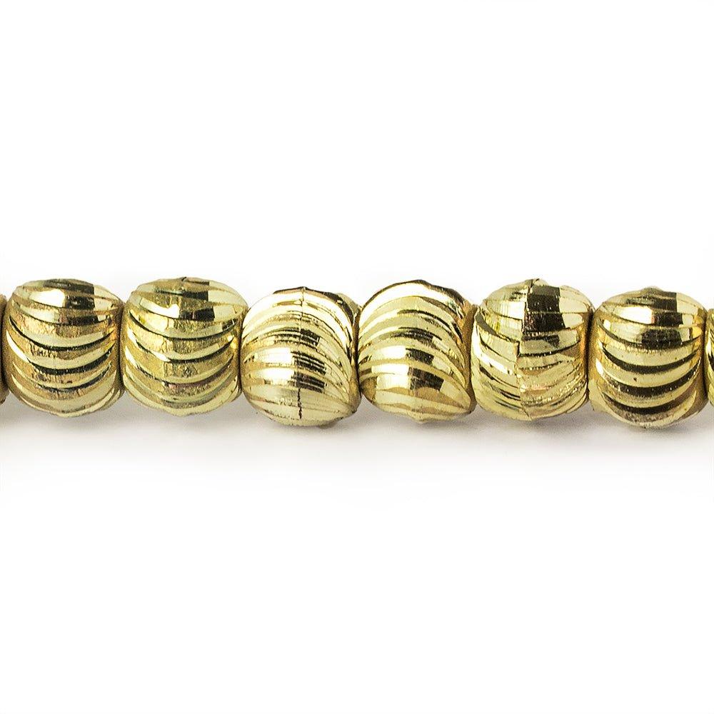 5mm Brass Curved Fluted Round Beads, 8 inch - The Bead Traders