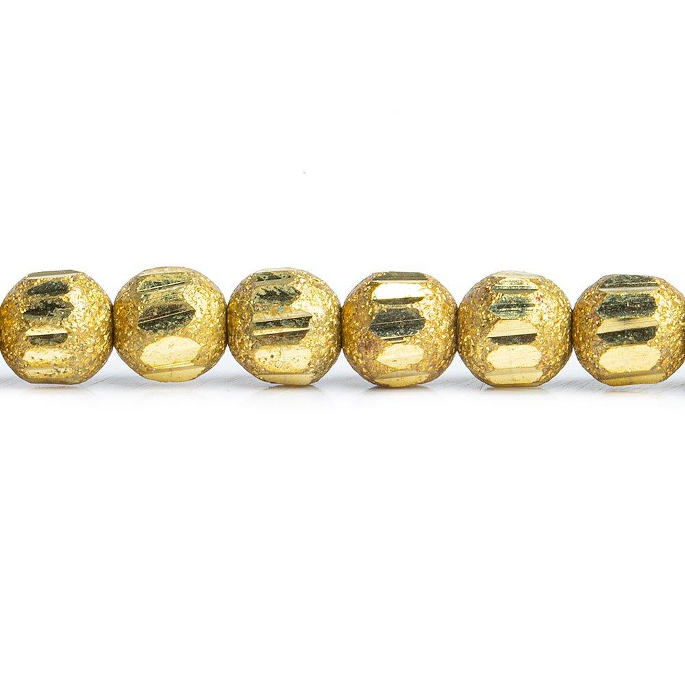 5mm Brass Textured Round Beads 8 inch 42 pieces - The Bead Traders