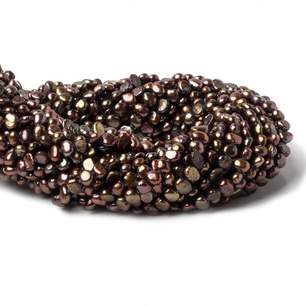 5mm Copperish Green Baroque Pearls, 15 inch - The Bead Traders