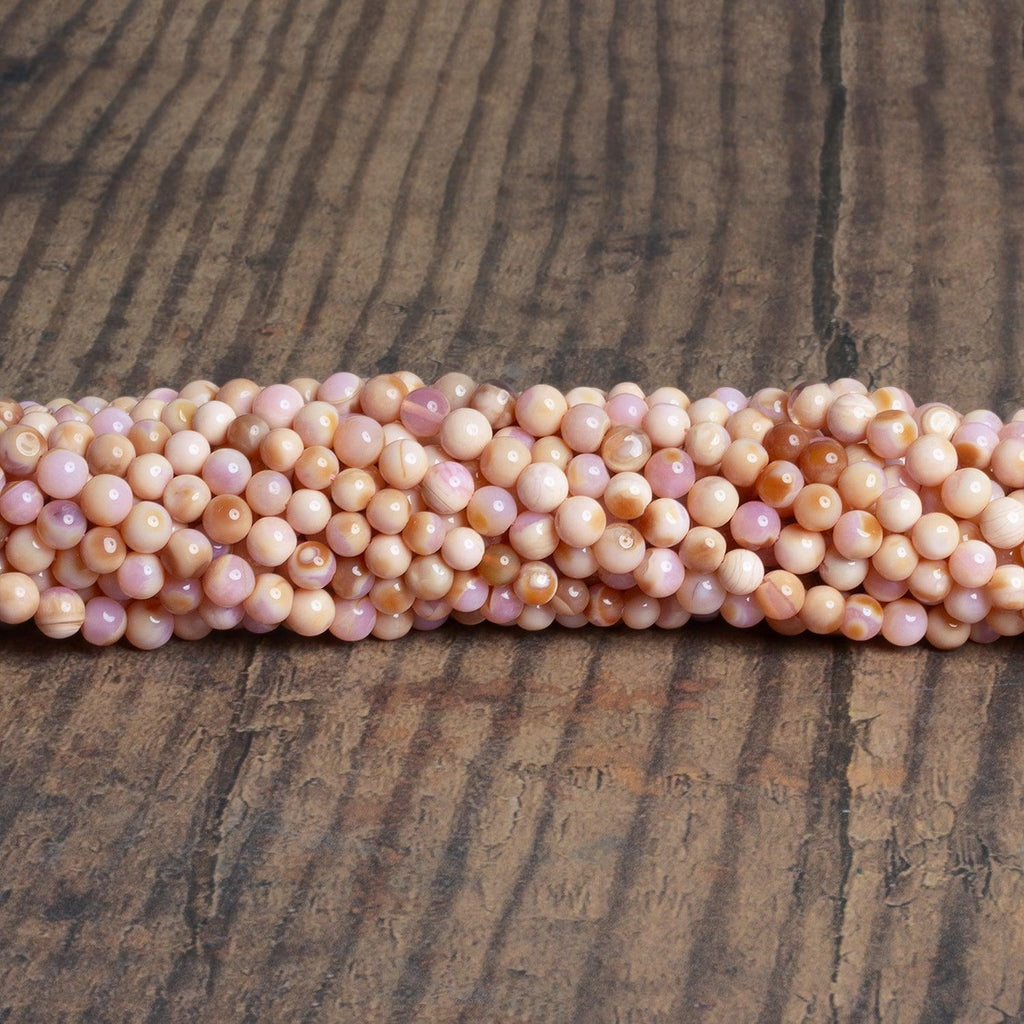 5mm Creamy Pink Opal Plain Rounds 12 inch 60 beads - The Bead Traders