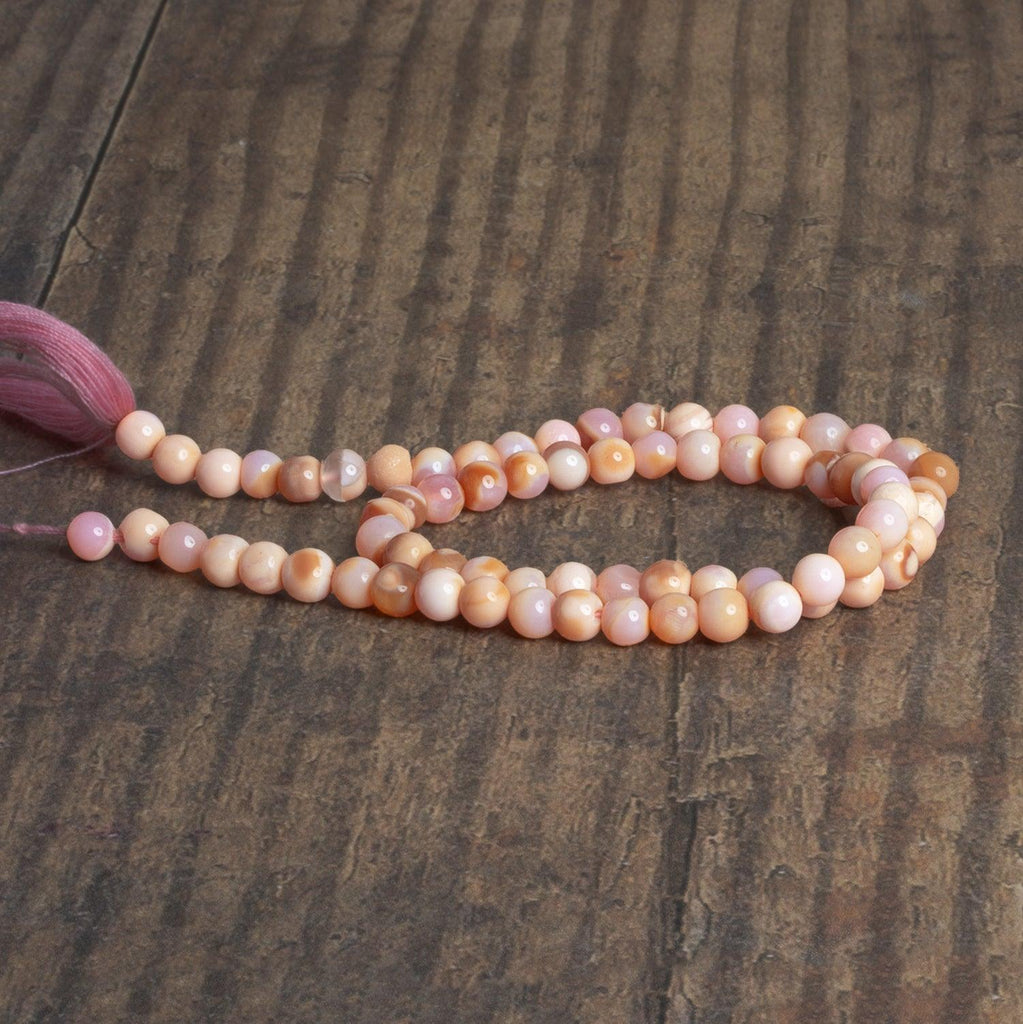 5mm Creamy Pink Opal Plain Rounds 12 inch 60 beads - The Bead Traders