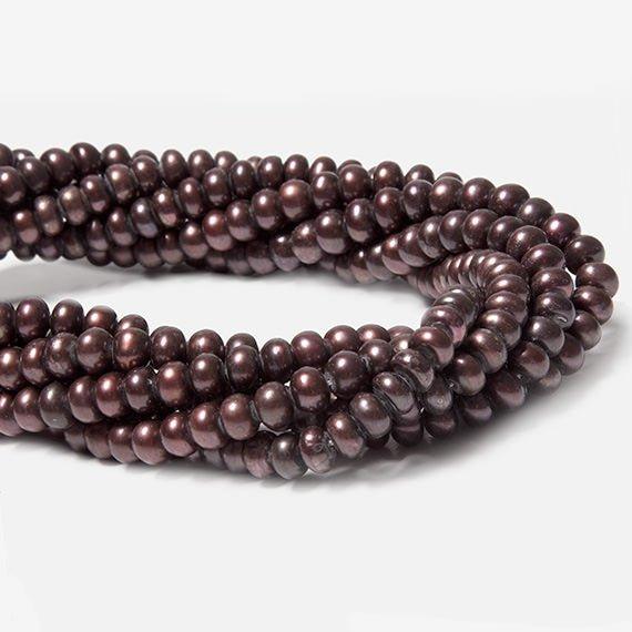 5mm Eggplant Center Drilled Button Freshwater Pearls 16 inch 120 pieces - The Bead Traders